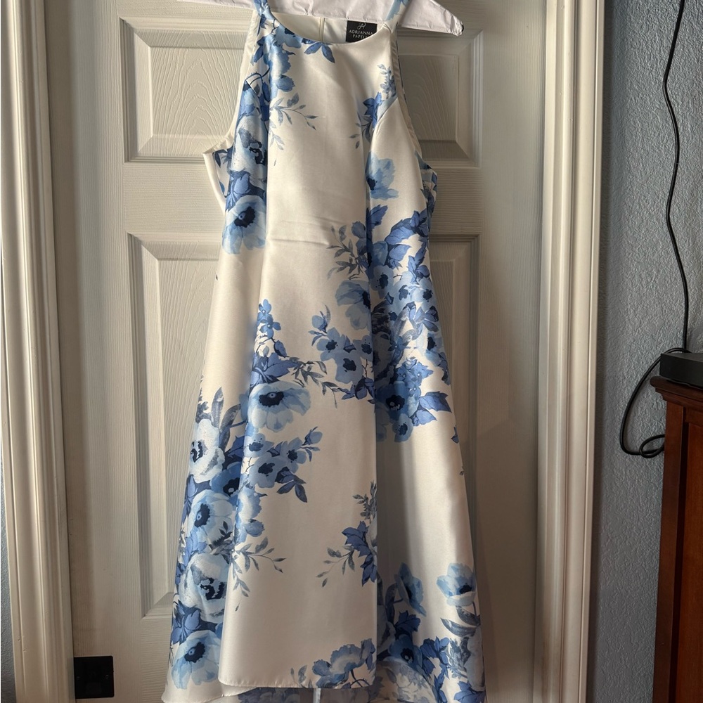 Adrianna Papell Blue and White Floral Dress